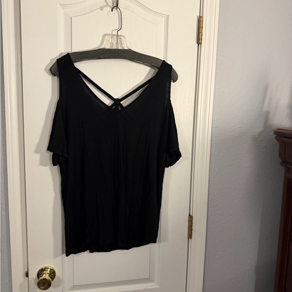 Lane Bryant Black Cold Shoulder Blouse